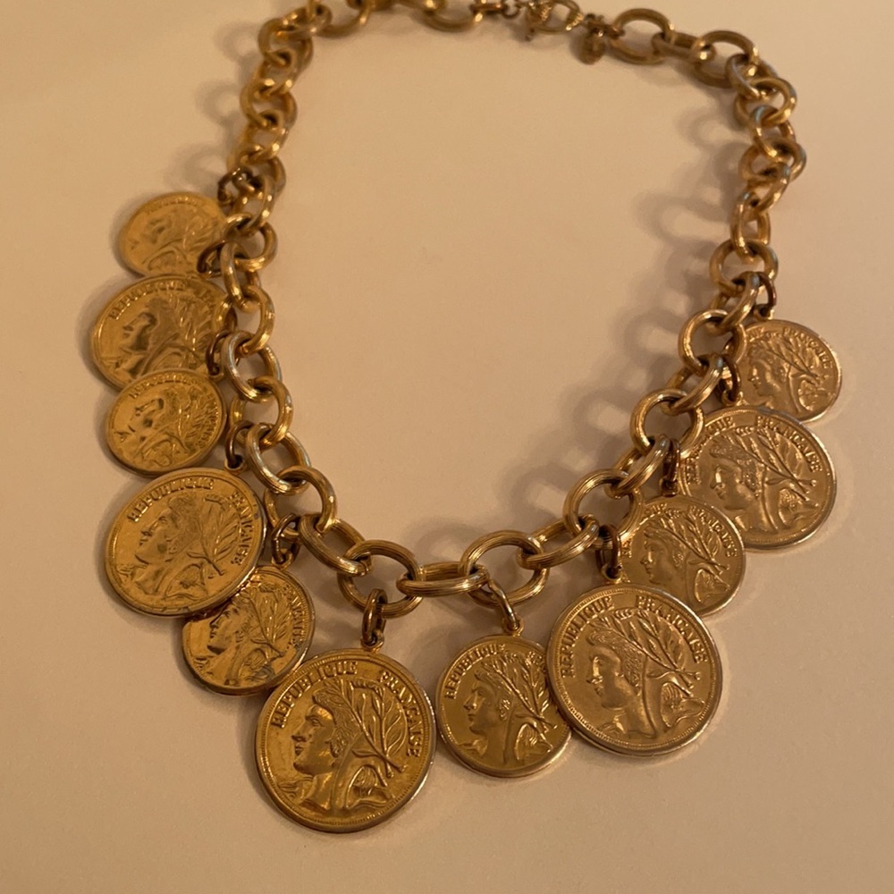 One of a kind vintage Lorren Bell coin necklace